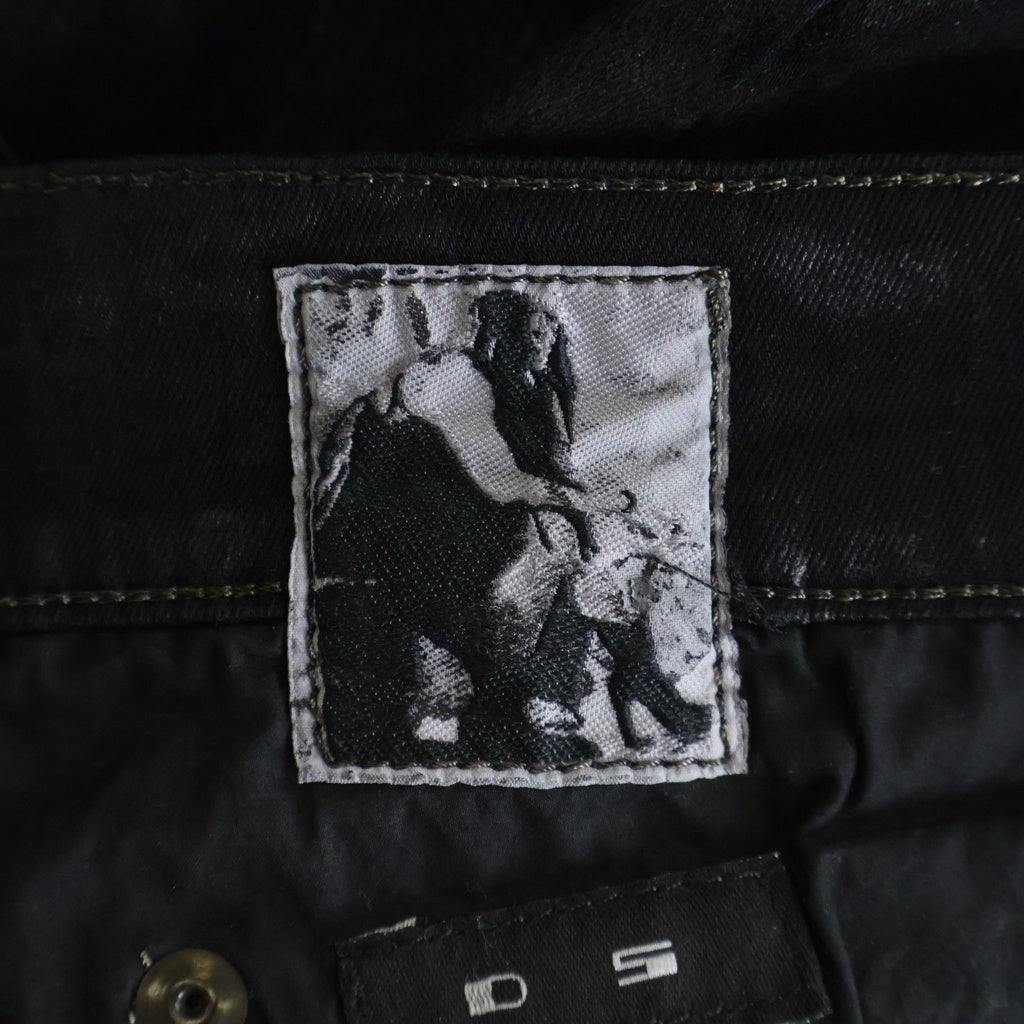 Rick Owens DRKSHDW(リックオウエンス ダークシャドウ) 15SS Detroit Cut Trousers デトロイトカットトラウザーズ コーティング加工 ボタンフライ スリムストレート デニムパンツ DU15S9350-SBS