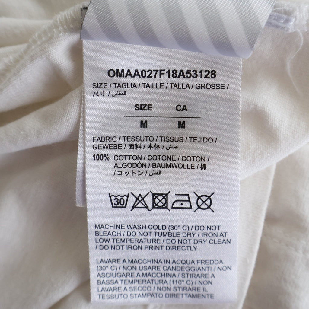 OFF-WHITE(オフホワイト) 18AW MAIN LABEL クルーネック半袖Tシャツ カットソー ホワイト OMAA027F18A53128