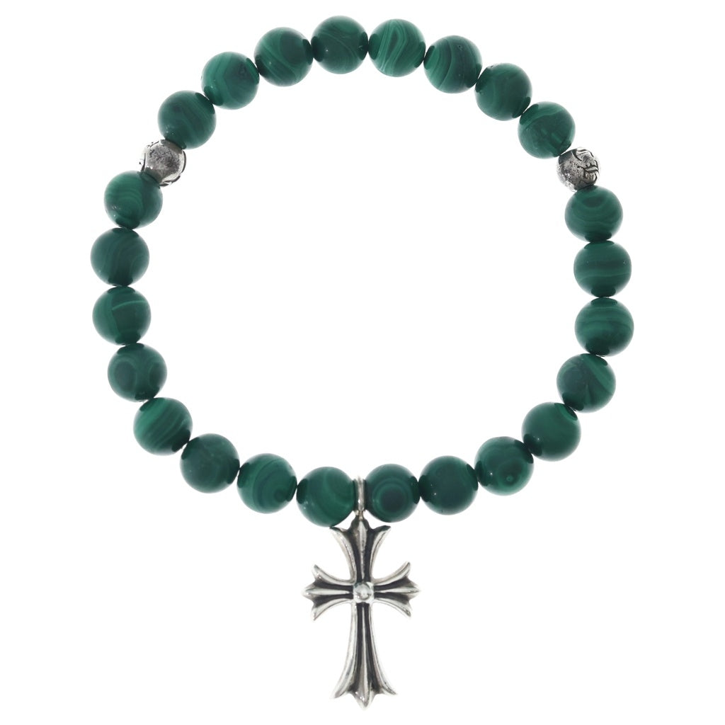 CHROME HEARTS(クロムハーツ) 8mm BEAD 8mmビーズブレス タイニーファット付きBEAD8mmビーズブレスレット グリーン/シルバー ‐