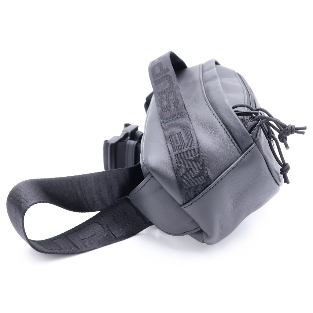 SUPREME(シュプリーム) 23AW Leather Waist Bag ボックスロゴ レザー ウェスト バッグ ブラック
