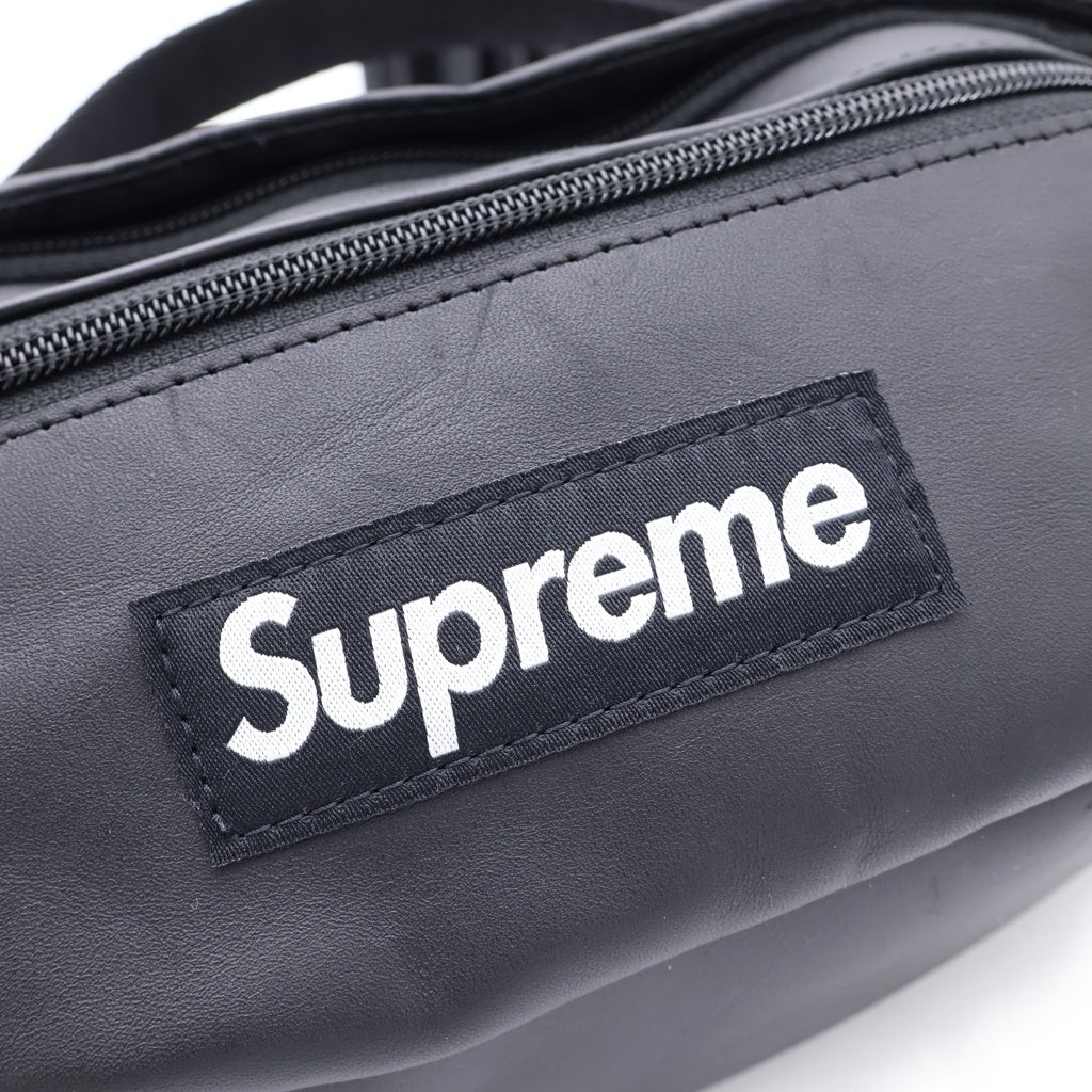 SUPREME(シュプリーム) 23AW Leather Waist Bag ボックスロゴ レザー ウェスト バッグ ブラック