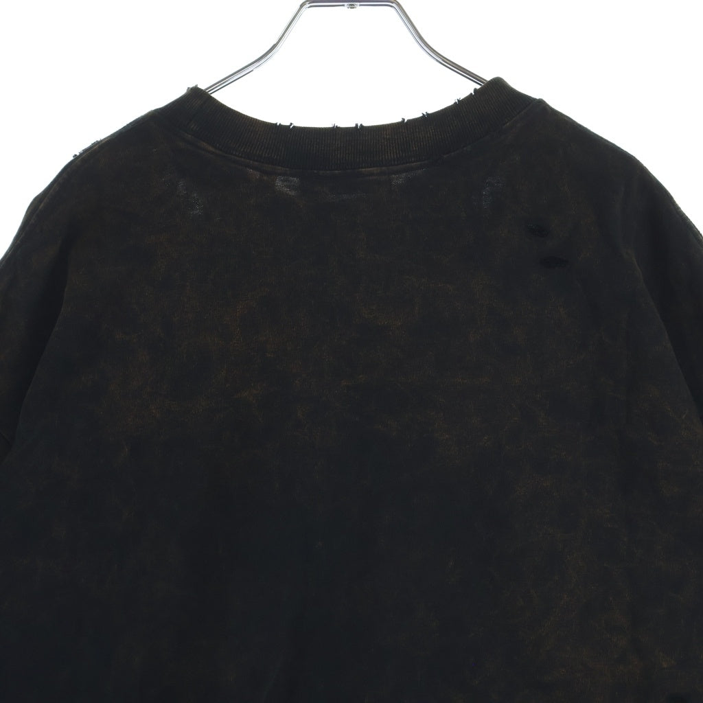 INTODUSK(イントゥダスク) 25SS SMOKET CHEMICAL WASH TEE ヴィンテージ フェード加工 フロントプリント 半袖Tシャツ カットソー ブラック