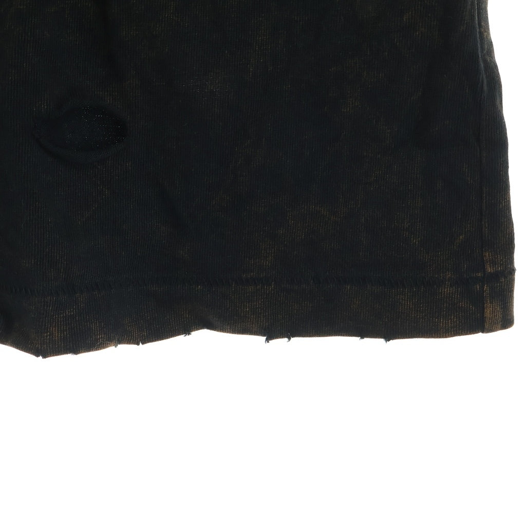 INTODUSK(イントゥダスク) 25SS SMOKET CHEMICAL WASH TEE ヴィンテージ フェード加工 フロントプリント 半袖Tシャツ カットソー ブラック