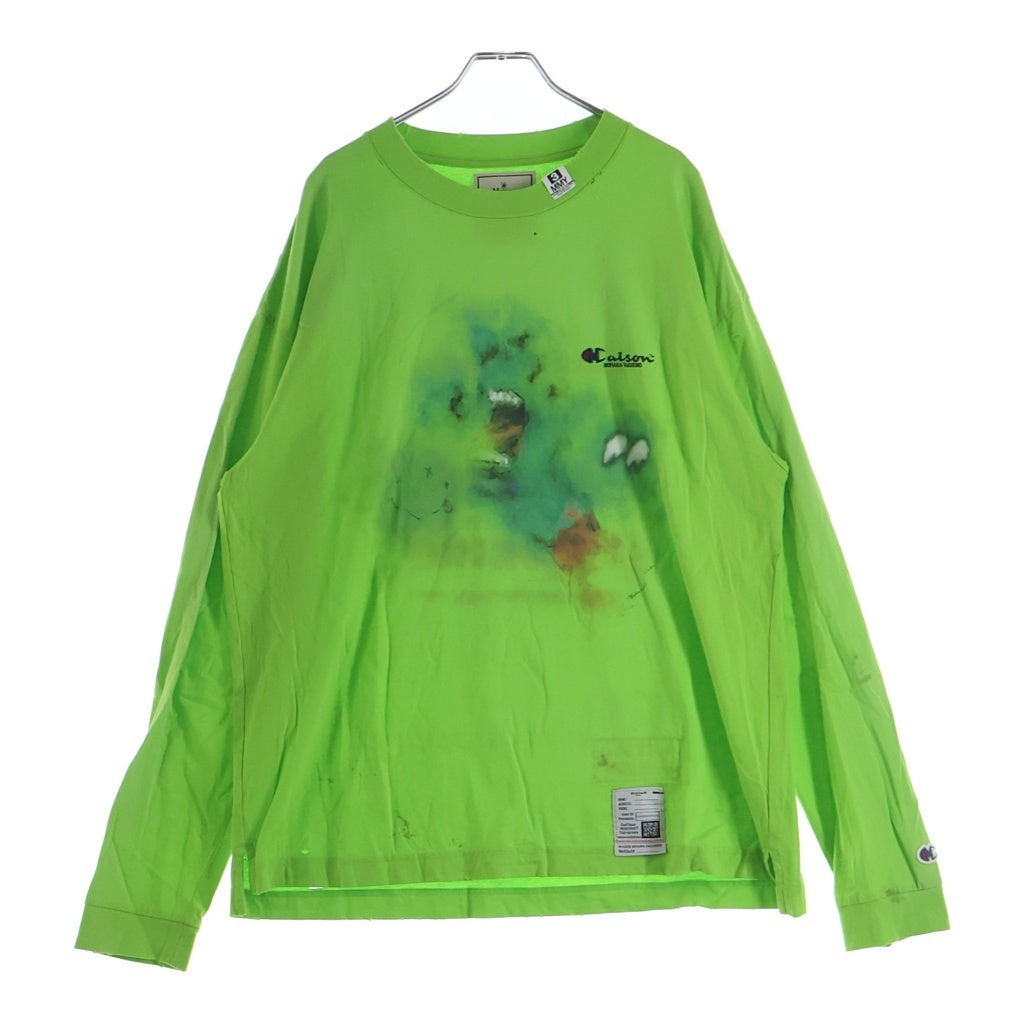 MAISON MIHARAYASUHIRO(メゾンミハラヤスヒロ) 23SS Distressed L/S Tee ディストレスト 両面プリント 長袖Tシャツ カットソー ライトグリーン J10LT531