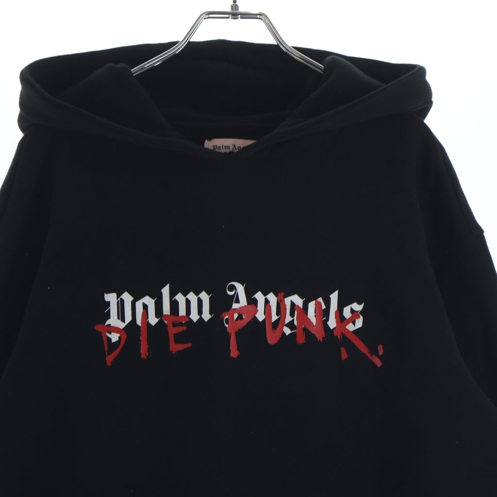 Palm Angels(パームエンジェルス) ×Playboi Carti Pc Die Punk Hoodie プレイボーイ・カルティ フロントロゴプリント プルオーバーパーカー フーディー ブラック PMBB003F18441063
