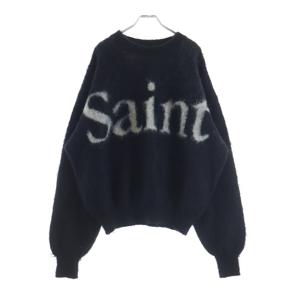 SAINT MICHAEL(セントマイケル) 23AW CREW NECK KNIT フロントロゴ クルーネックニット セーター ブラック SM-A23-0000-042