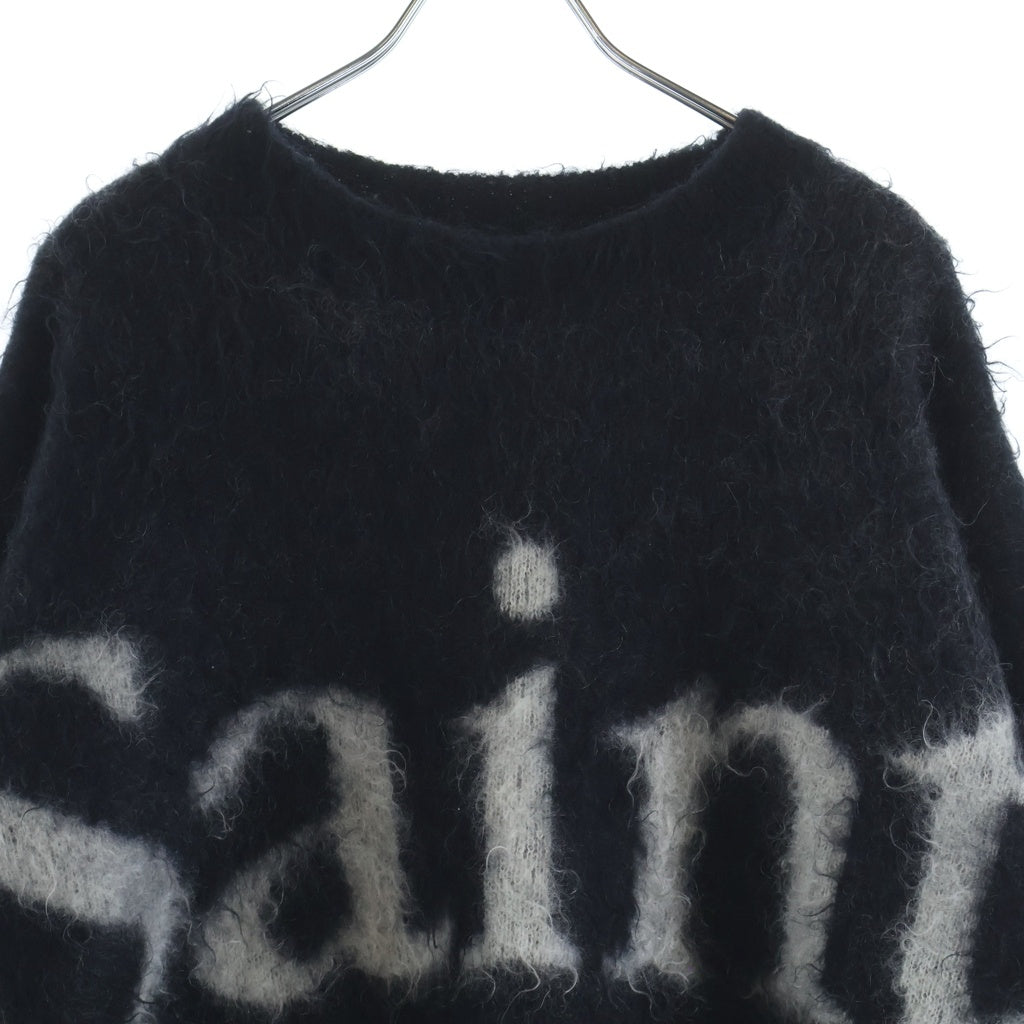 SAINT MICHAEL(セントマイケル) 23AW CREW NECK KNIT フロントロゴ クルーネックニット セーター ブラック SM-A23-0000-042
