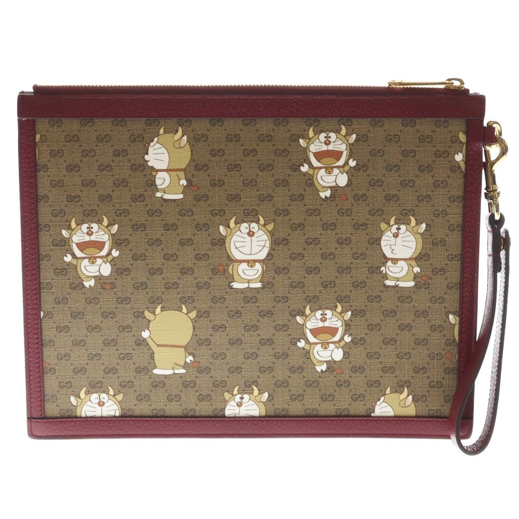 GUCCI(グッチ) ×ドラえもん ミニGGスプリーム キャンバス クラッチバッグ ブラウン 654503 2TTAG レディース