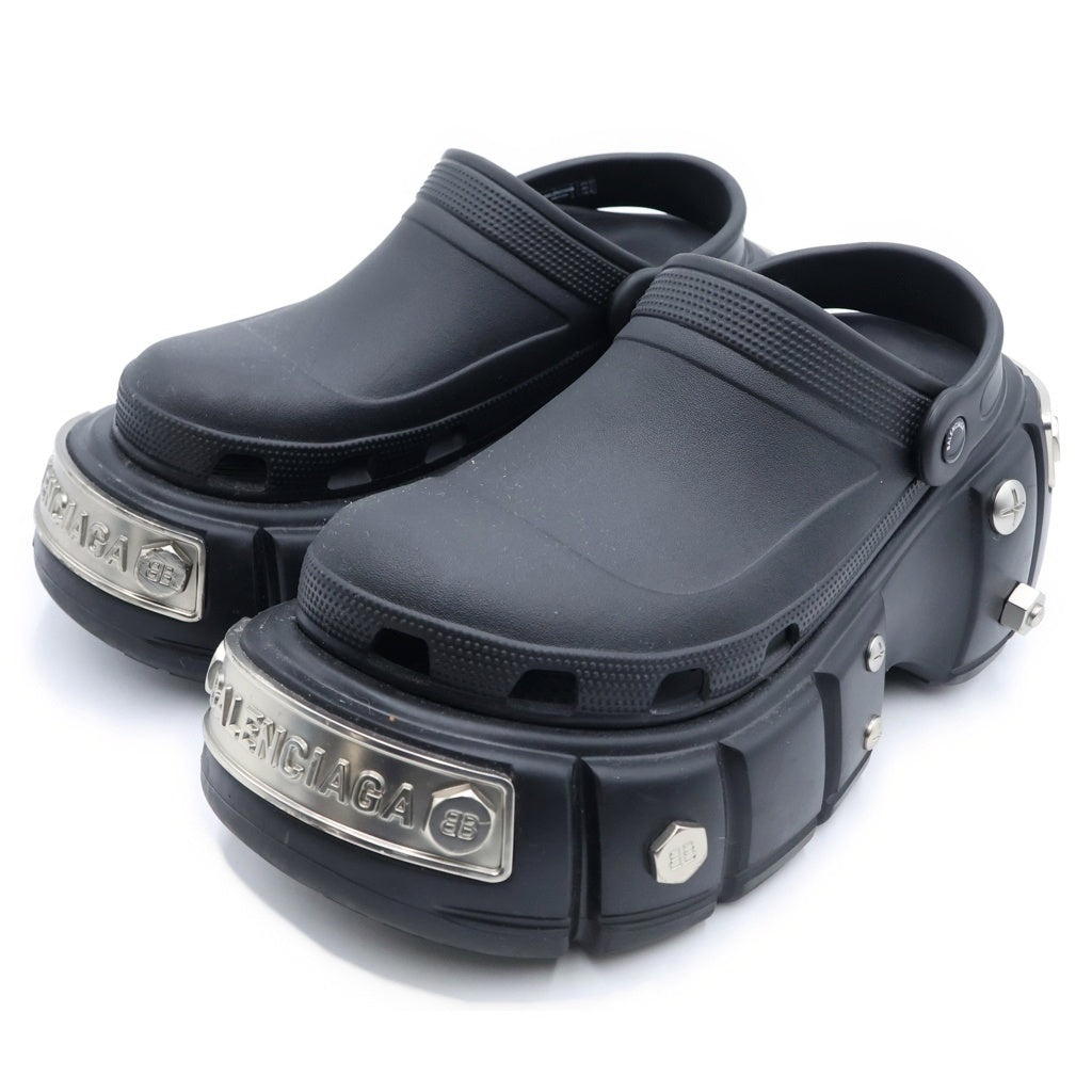 BALENCIAGA(バレンシアガ) 22SS ×crocs HARD CROCS クロックス プラットフォームスタッズ ハードクロックス ミュールサンダル ブラック