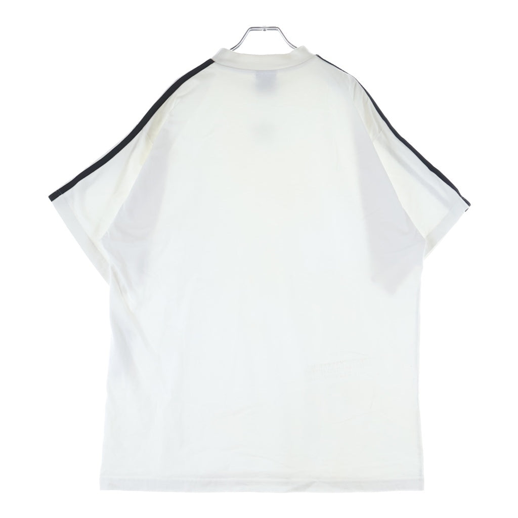 BALENCIAGA(バレンシアガ) 23SS ×adidas フロントロゴプリント サイドライン オーバーサイズ 半袖Tシャツ カットソー ホワイト 739101 TNVA6