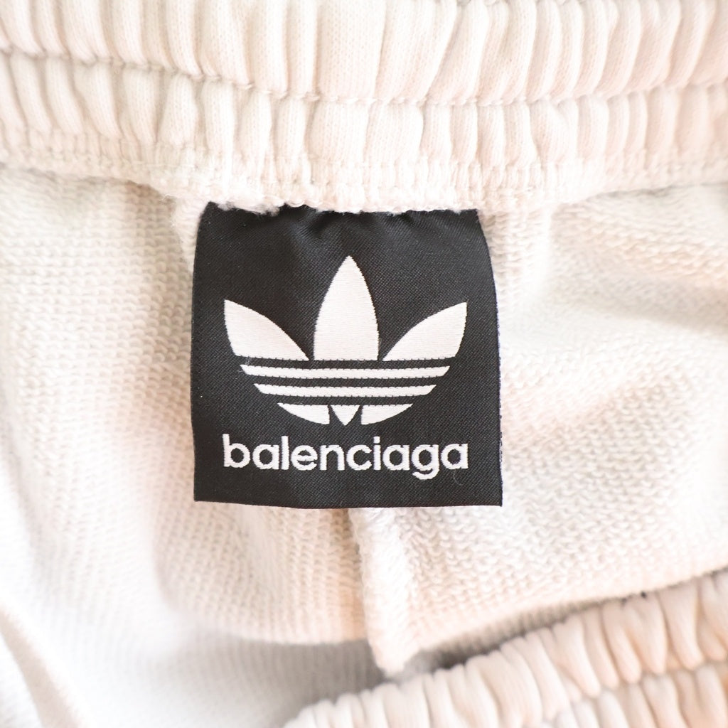 BALENCIAGA(バレンシアガ) 23SS ×adidas アディダス ロゴ刺繍 ワイド スウェットパンツ ホワイト 723904 TNVP9