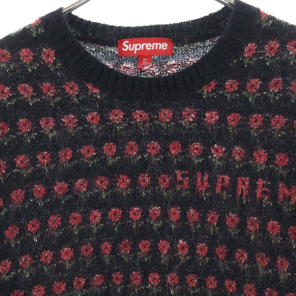 SUPREME(シュプリーム) 25AW Flowers Metallic Sweater フラワーズメタリック クルーネックニットセーター ブラック/レッド