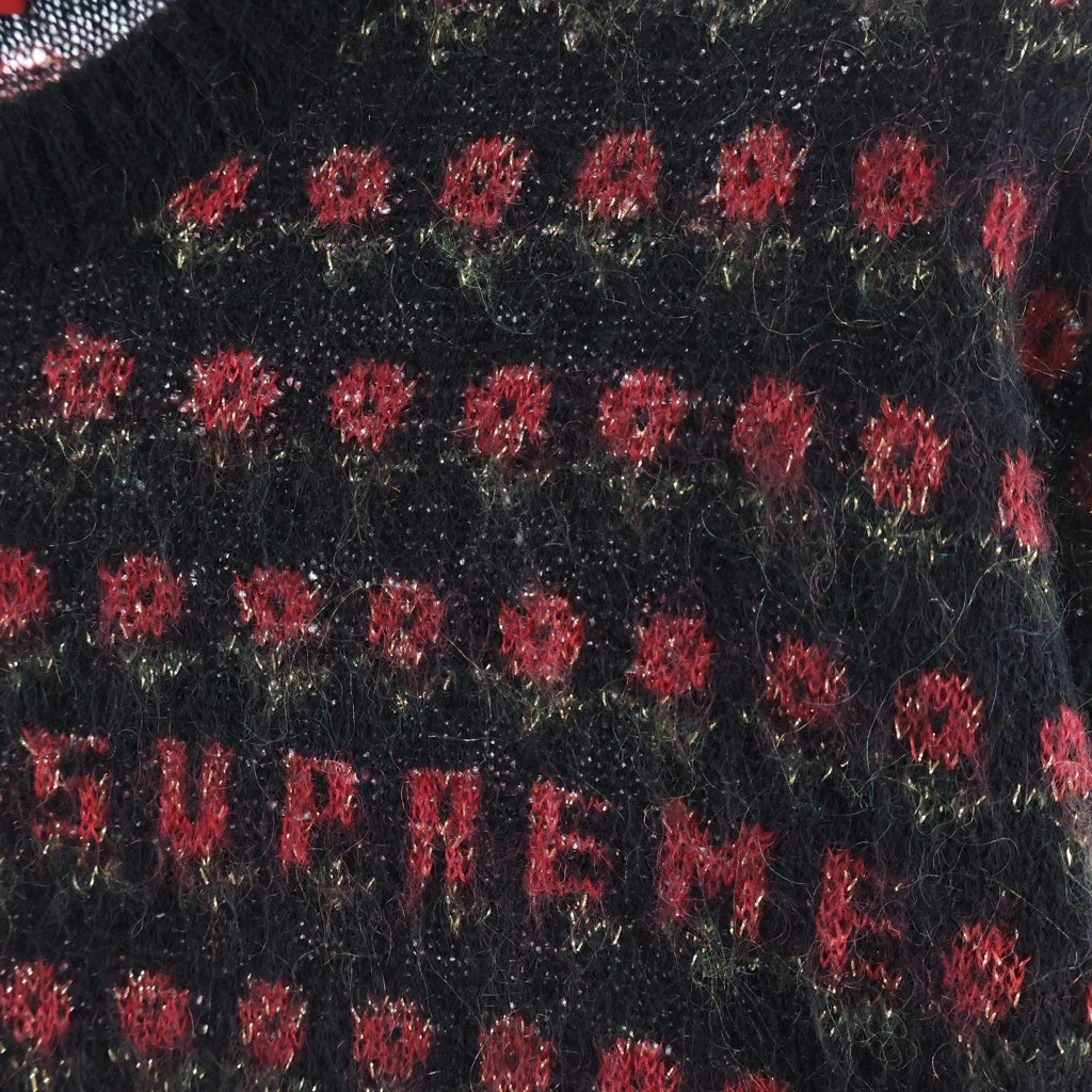 SUPREME(シュプリーム) 25AW Flowers Metallic Sweater フラワーズメタリック クルーネックニットセーター ブラック/レッド