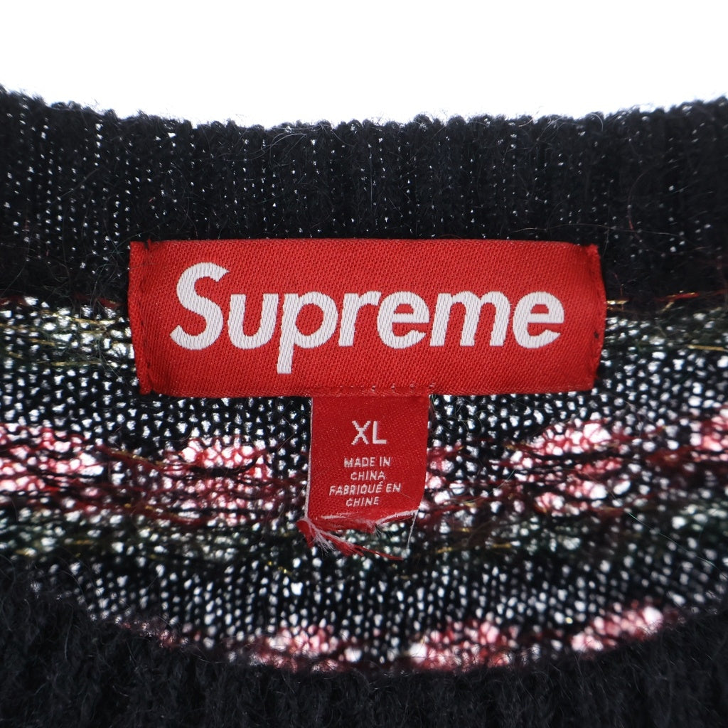 SUPREME(シュプリーム) 25AW Flowers Metallic Sweater フラワーズメタリック クルーネックニットセーター ブラック/レッド