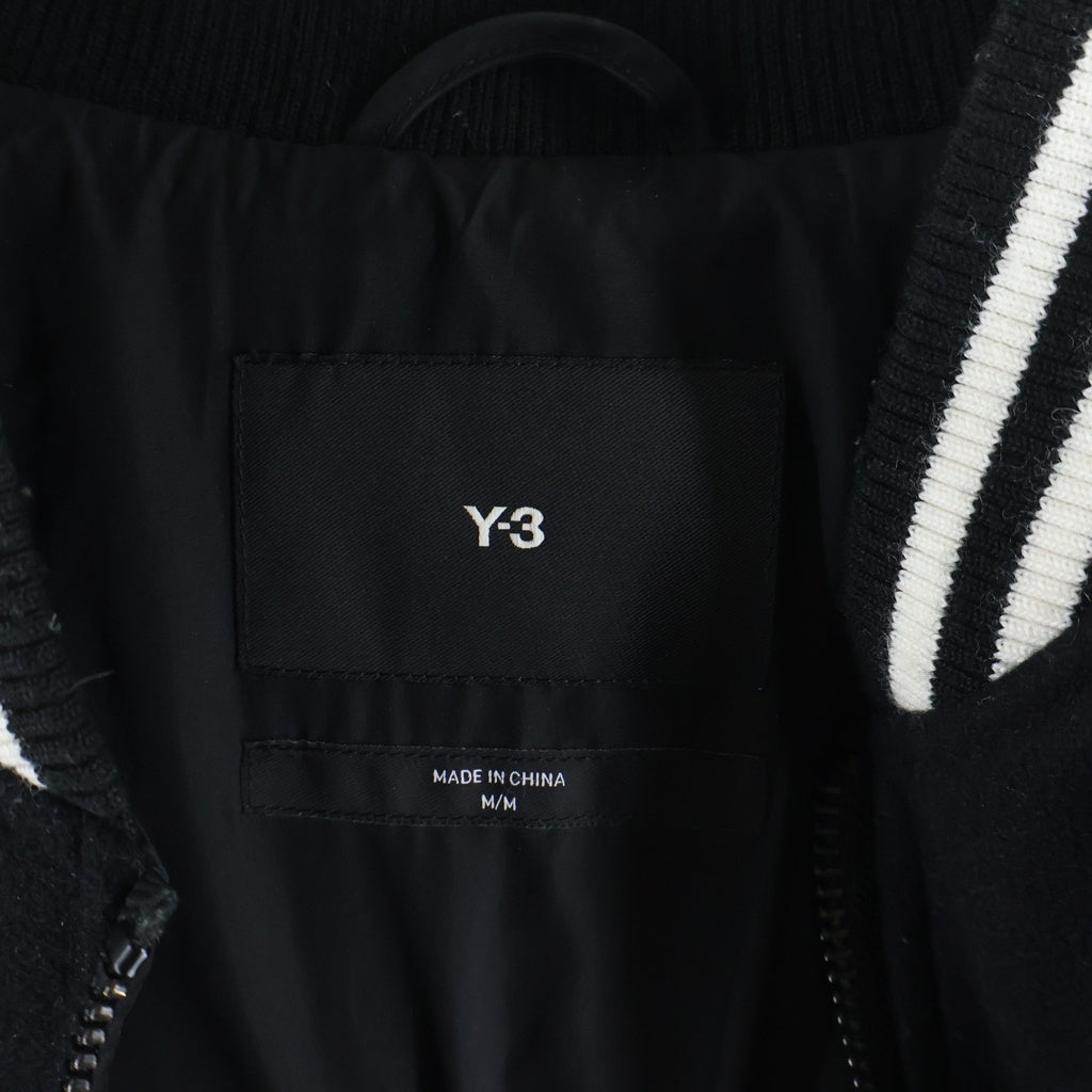 Y-3(ワイスリー) LETTERMAN JKT レターマン グラフィックロゴ アームレザー スタジャン ブラック IQ2133