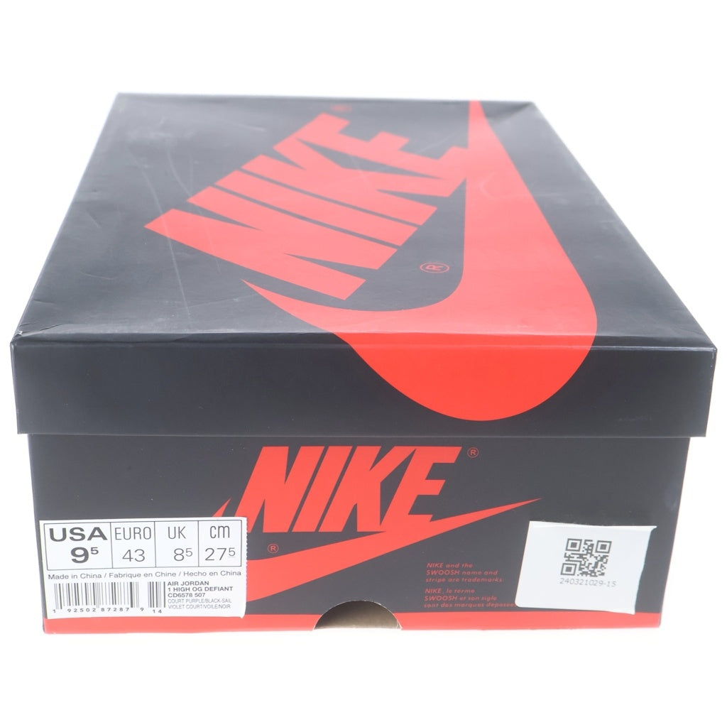NIKE(ナイキ) AIR JORDAN 1 HIGH OG DEFIANT LA TO CHICAGO エアジョーダン1 エルエートゥーシカゴ ハイカットスニーカー ホワイト/パープル US9.5/27.5cm CD6578-507
