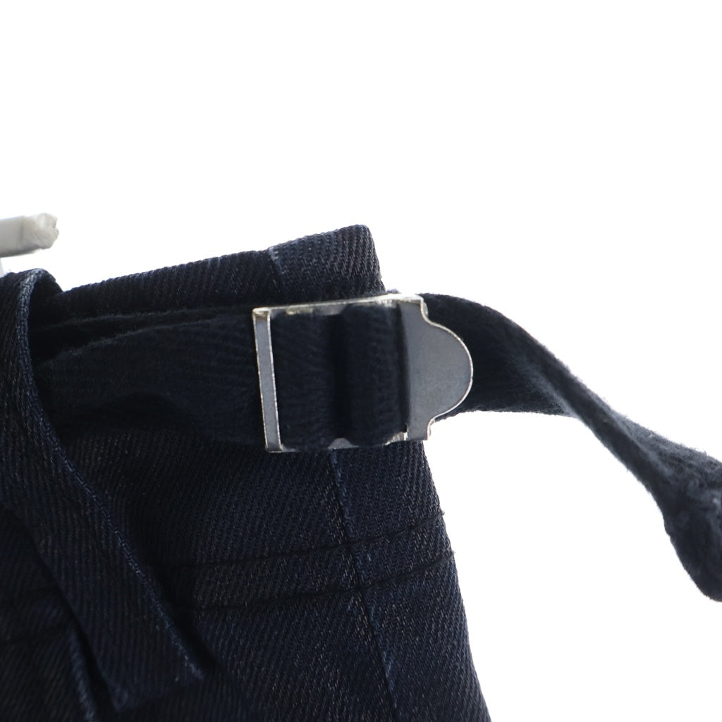 NO BRAND(ノーブランド) Untorn ワックス加工 サイドジップ カーゴパンツ ブラック
