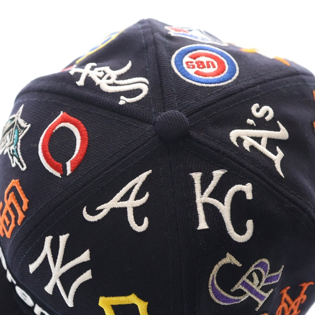 SUPREME(シュプリーム) ×MLB ×New Era Box Logo 59FIFTY ニューエラ チームロゴ総刺繍 ベースボールキャップ 帽子 ネイビー