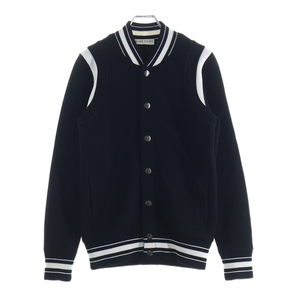 GIVENCHY(ジバンシィ) ロゴパッチ ニット スタジアム ウールジャケット ブラック