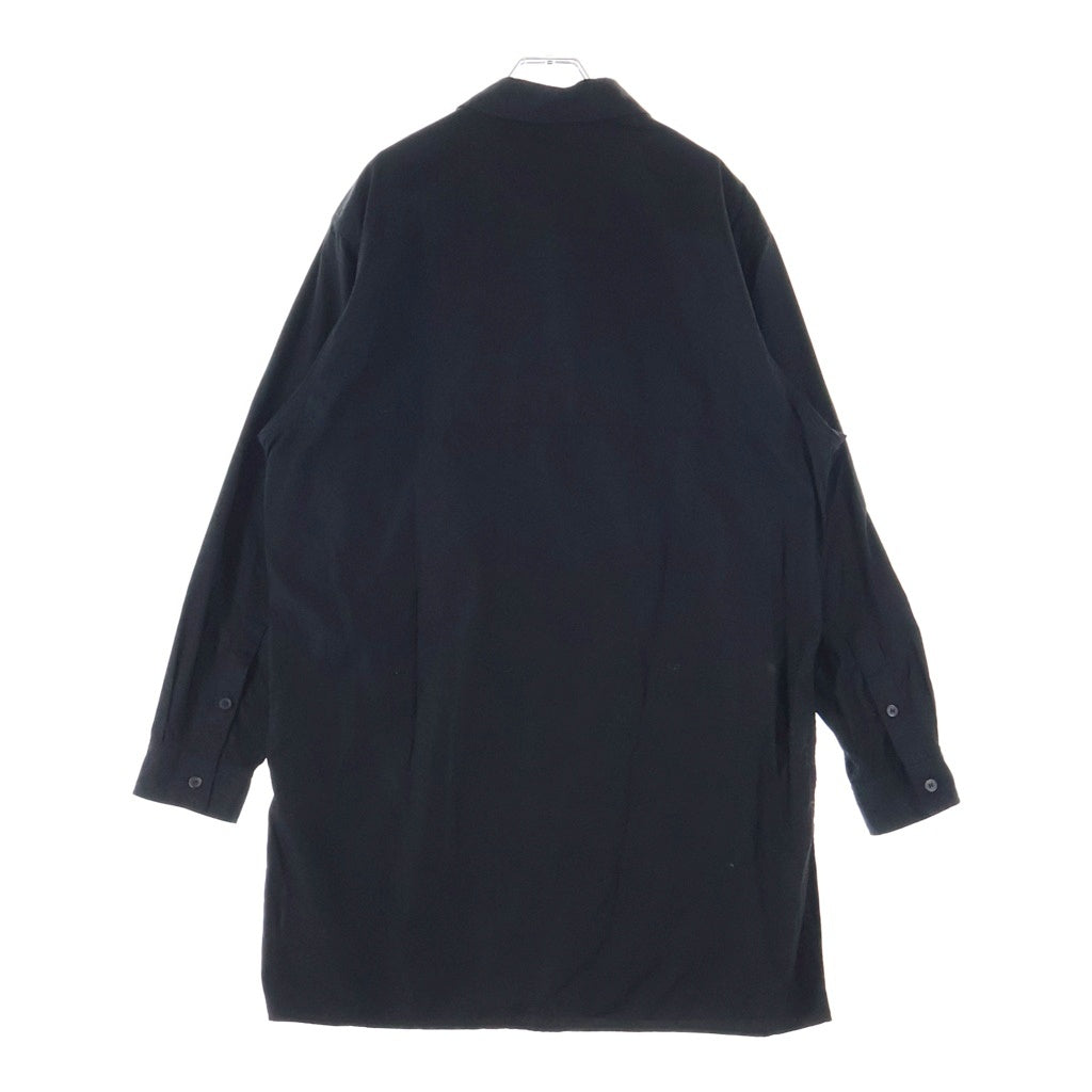 Yohji Yamamoto POUR HOMME(ヨウジヤマモト プールオム) フロントジッパーポケット ロング長袖シャツ ブラック HO-B16-514-2