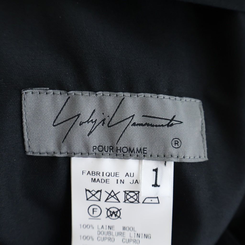 Yohji Yamamoto POUR HOMME(ヨウジヤマモト プールオム) WOOL GABARDINE BELTED HEM PANTS ウールギャバジン ベルテッド トラウザーズパンツ スラックス ブラック HP-P45-100