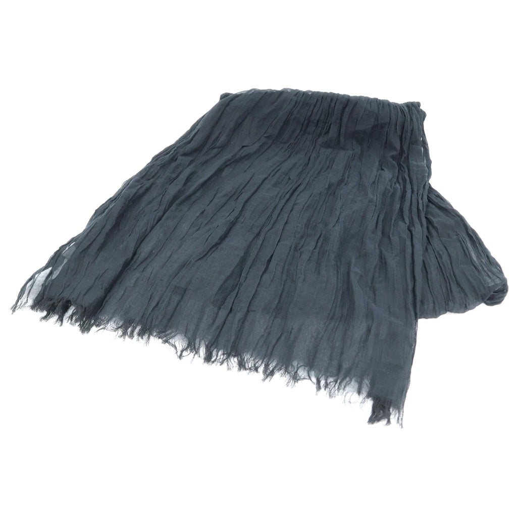 Yohji Yamamoto POUR HOMME(ヨウジヤマモト プールオム) C/PLAIN WEAVE GATHER DETAIL STOLE ギャザーストール ブラック HK-L01-061 レディース