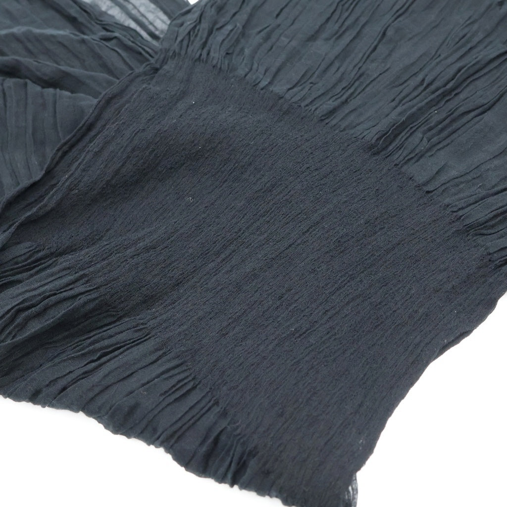 Yohji Yamamoto POUR HOMME(ヨウジヤマモト プールオム) C/PLAIN WEAVE GATHER DETAIL STOLE ギャザーストール ブラック HK-L01-061 レディース