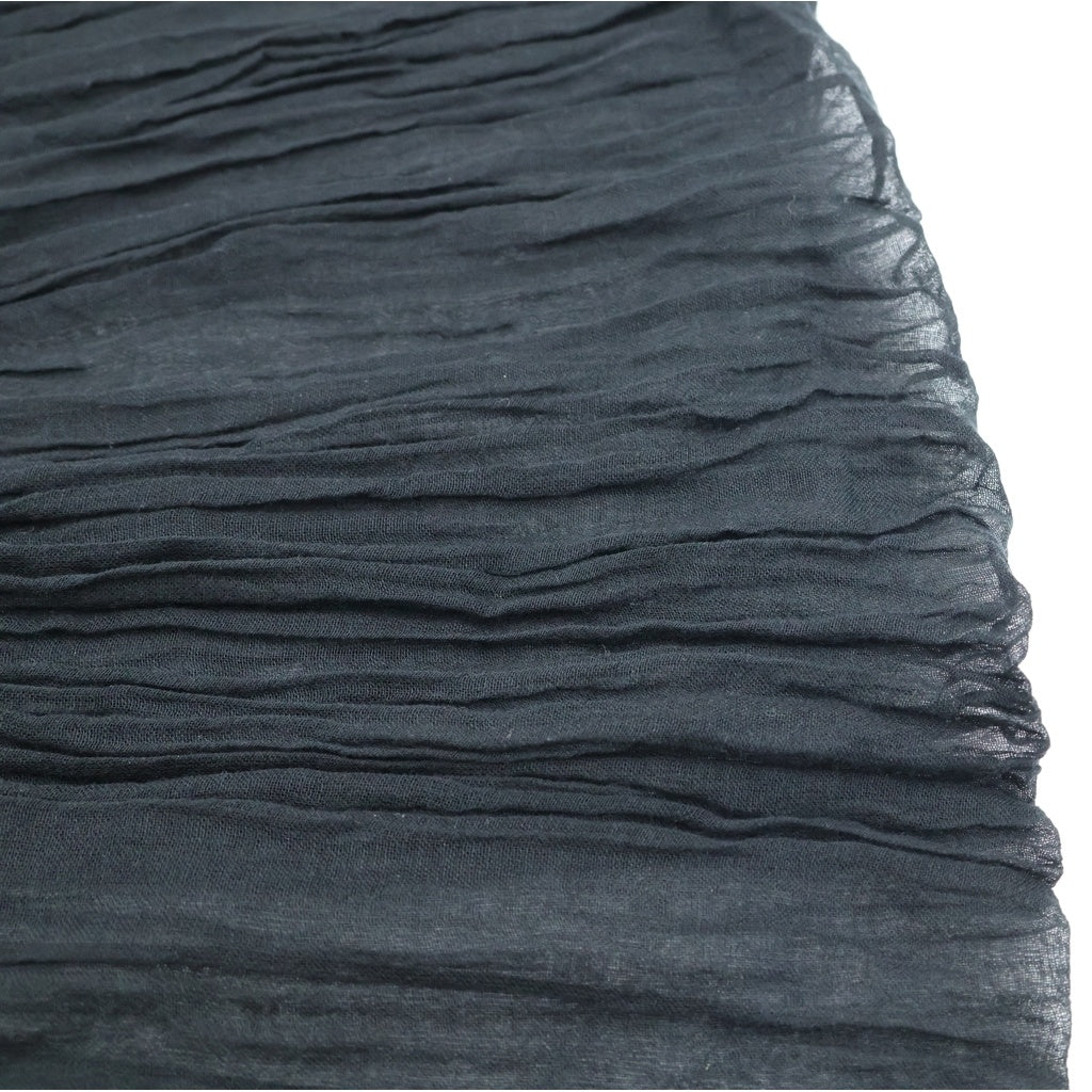 Yohji Yamamoto POUR HOMME(ヨウジヤマモト プールオム) C/PLAIN WEAVE GATHER DETAIL STOLE ギャザーストール ブラック HK-L01-061 レディース