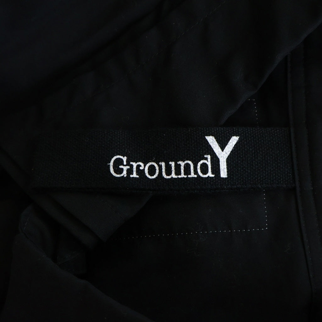 Ground Y(グラウンドワイ) コットン ブロード クロスダブル 長袖シャツ ブラック GP-B02-018