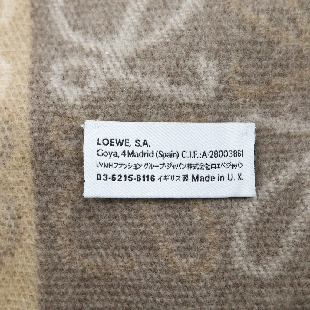 LOEWE(ロエベ) アナグラムチェッカーボード カシミヤニット マフラー ブラウン/ベージュ レディース