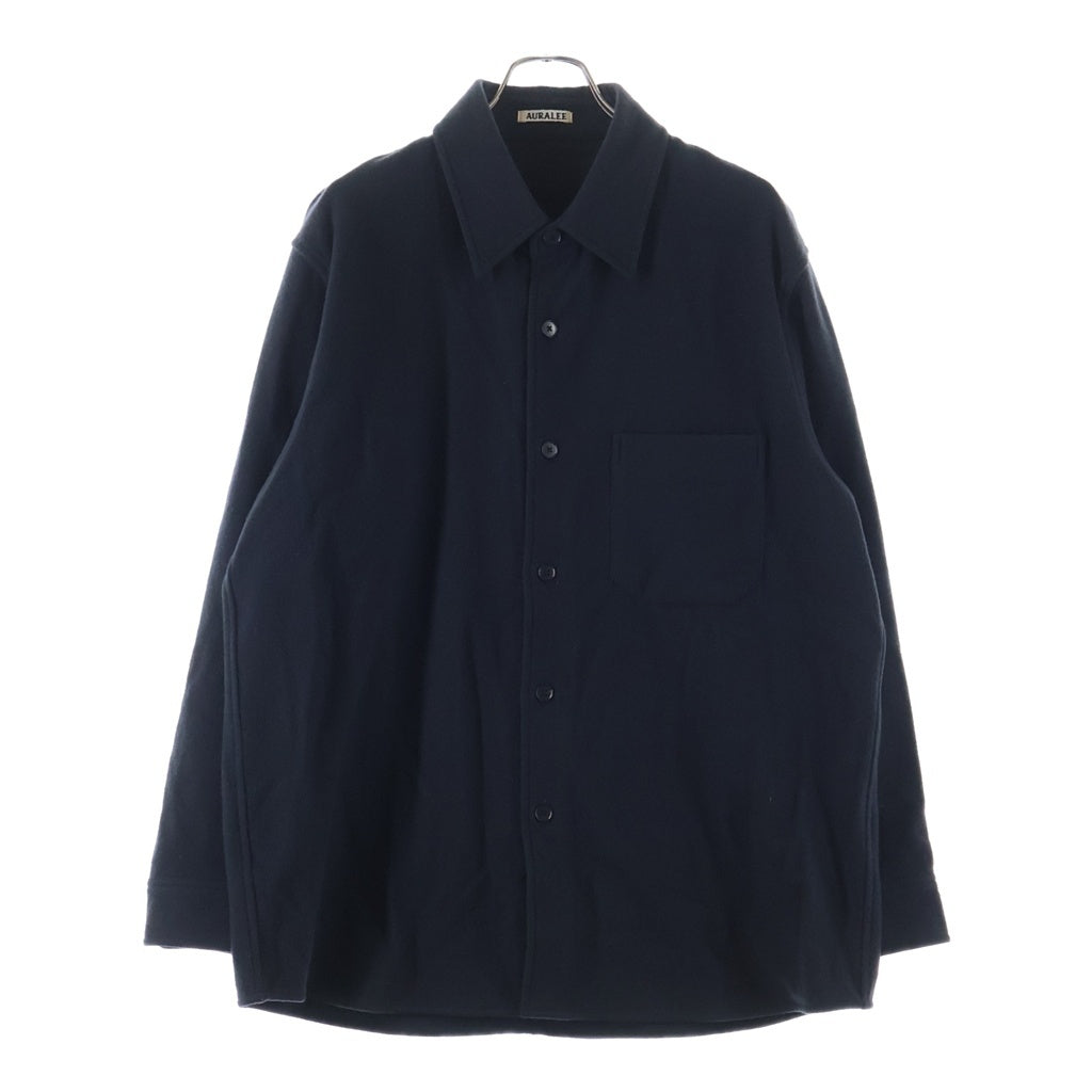 AURALEE(オーラリー) Brushed Super Fine Wool Flannel Shirt ブラッシュ加工 ウール フランネル 長袖シャツ ブラック A24AS01KF