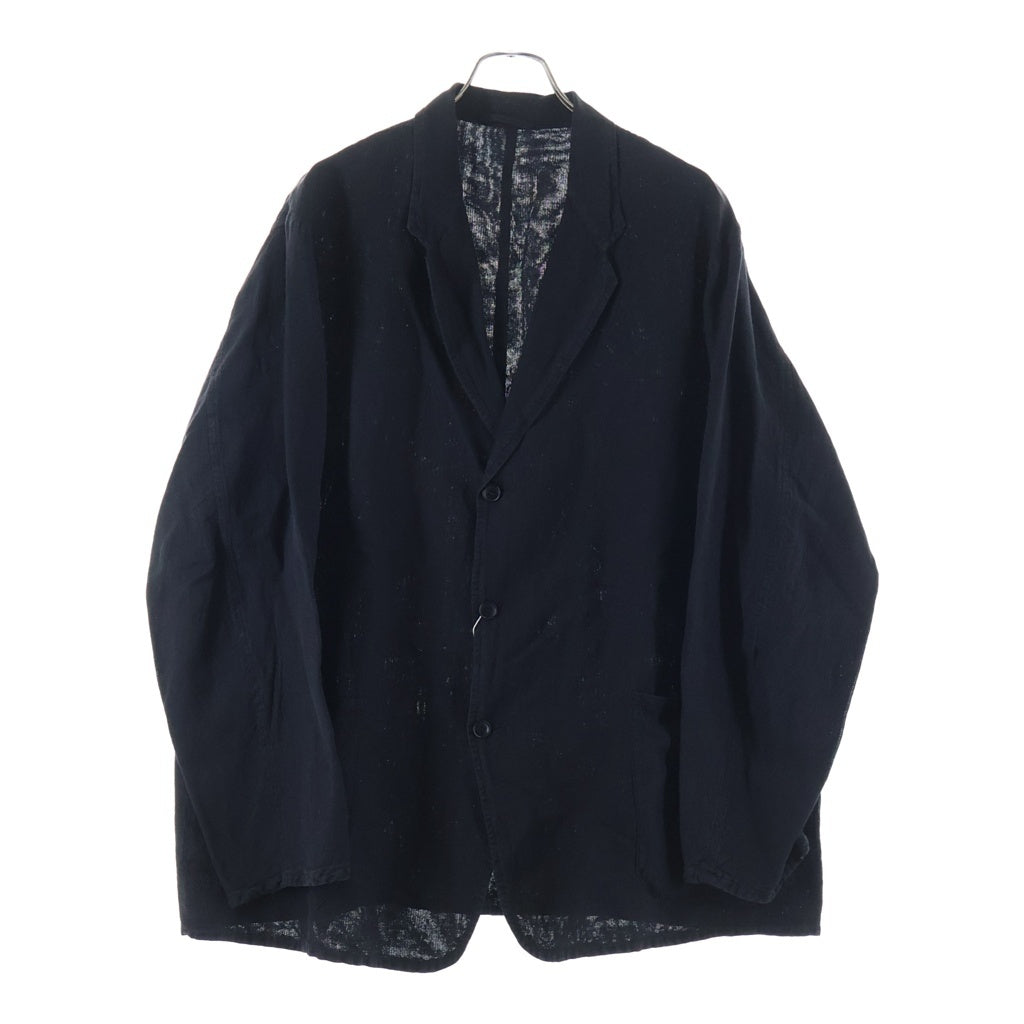 COMOLI(コモリ) 26SS シルクコットン ボタン ラペル ジャケット ブラック D01-01022