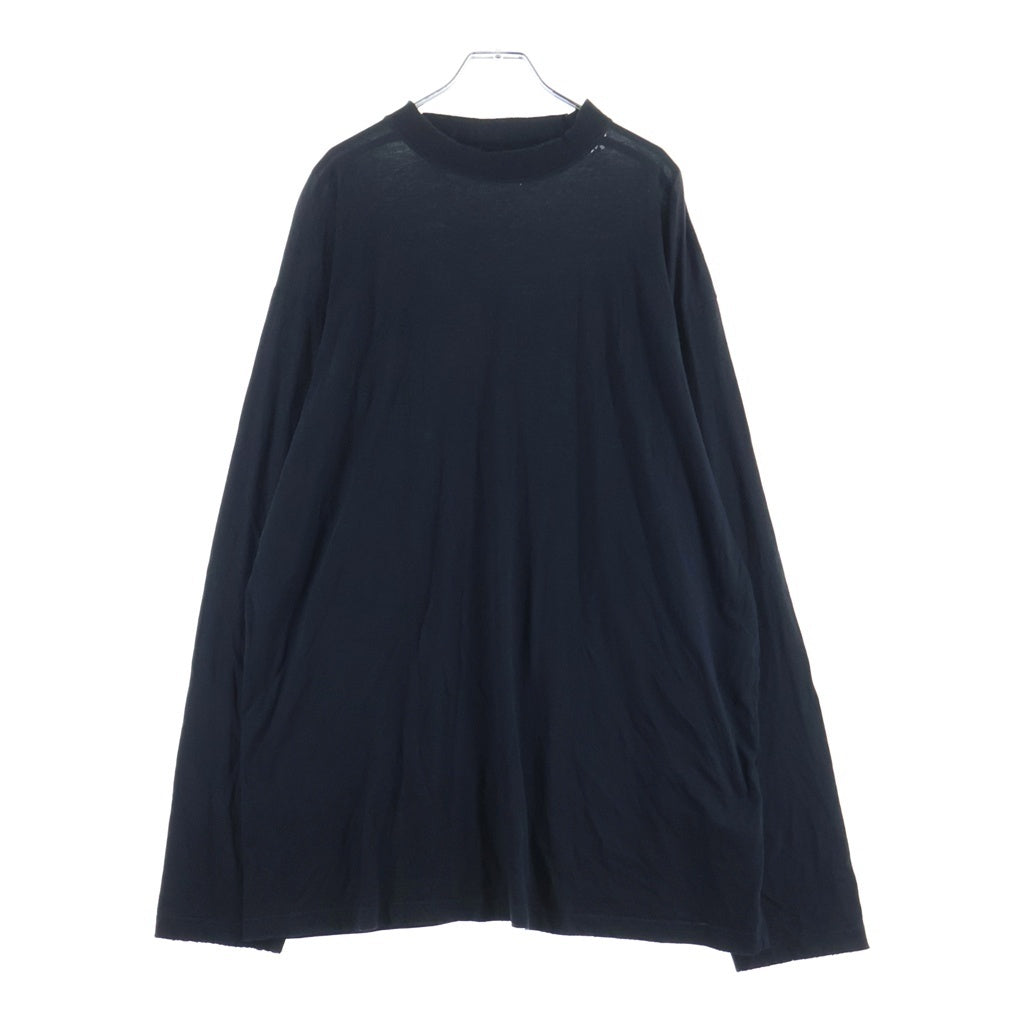 BALENCIAGA(バレンシアガ) ダメージ加工 ネックロゴ刺繍 クルーネック 長袖Tシャツ カットソー ブラック 739783 TOVF4