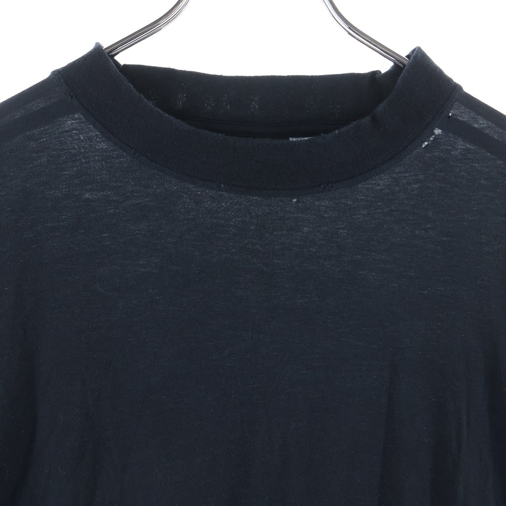 BALENCIAGA(バレンシアガ) ダメージ加工 ネックロゴ刺繍 クルーネック 長袖Tシャツ カットソー ブラック 739783 TOVF4