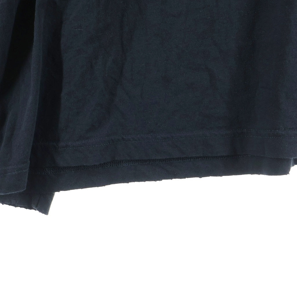 BALENCIAGA(バレンシアガ) ダメージ加工 ネックロゴ刺繍 クルーネック 長袖Tシャツ カットソー ブラック 739783 TOVF4