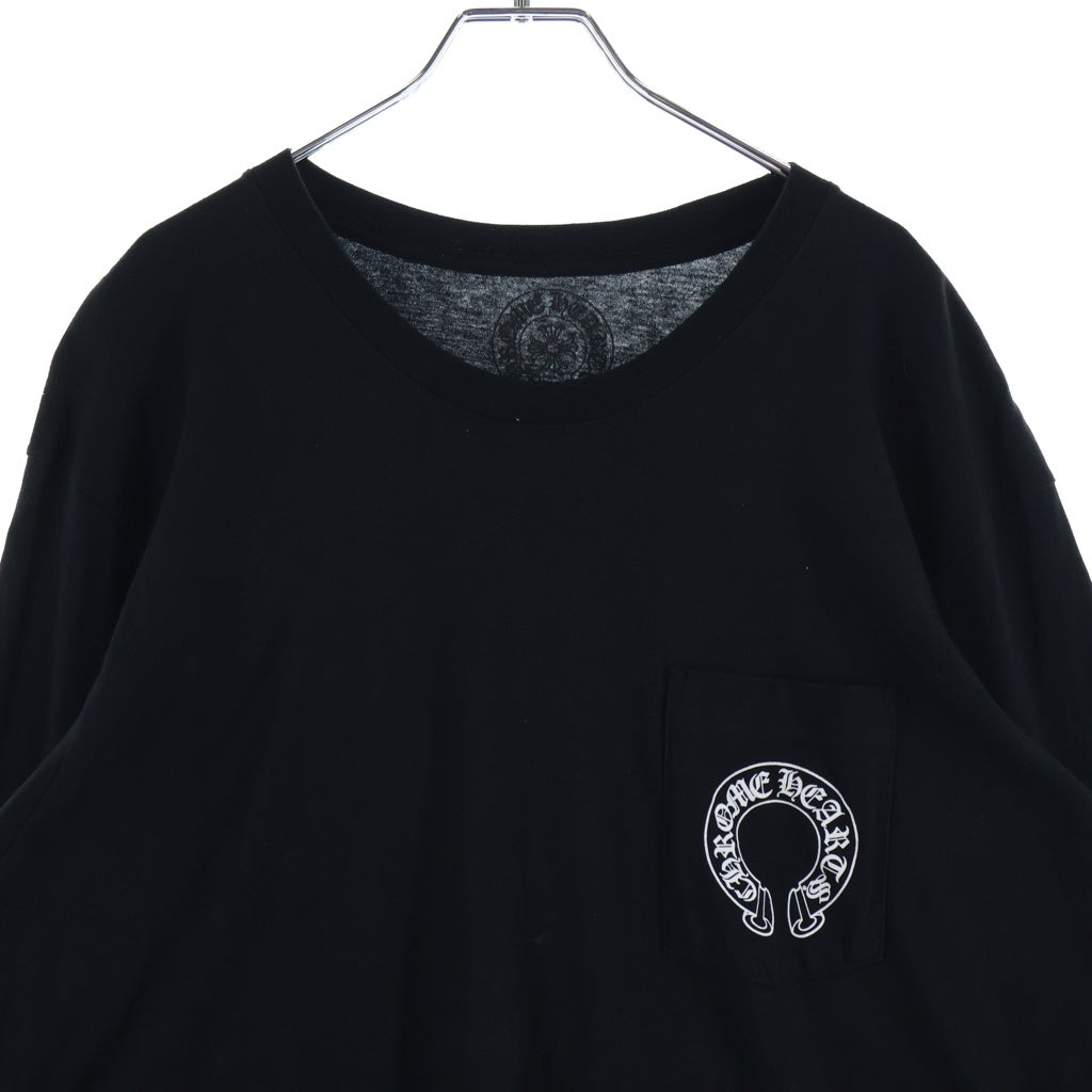 CHROME HEARTS(クロムハーツ) FLRL CRS HORSESHOE LS TEE アームフローラルクロス バックホースシュー クルーネック長袖Tシャツカットソー ブラック