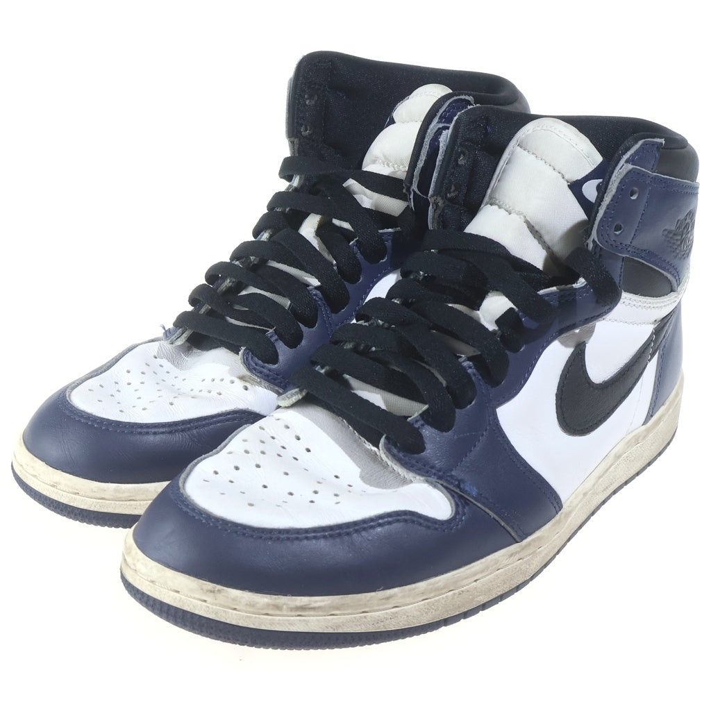 NIKE(ナイキ) AIR JORDAN 1 RETRO HIGH OG MIDNIGHT NAVY エアジョーダン1 レザーハイカットスニーカー ホワイト/ネイビー US8.5/26.5cm DZ5485-401