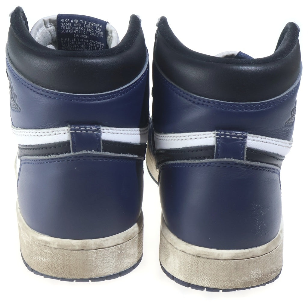 NIKE(ナイキ) AIR JORDAN 1 RETRO HIGH OG MIDNIGHT NAVY エアジョーダン1 レザーハイカットスニーカー ホワイト/ネイビー US8.5/26.5cm DZ5485-401
