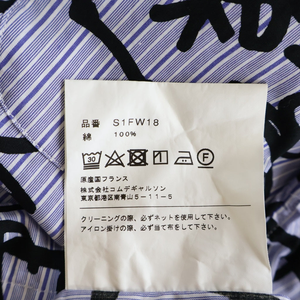 SUPREME(シュプリーム) 18AW ×COMME des GARCONS SHIRT Cotton Graphic S/S Shirt コムデギャルソンシャツ コットングラフィック 総柄 半袖シャツ マルチ