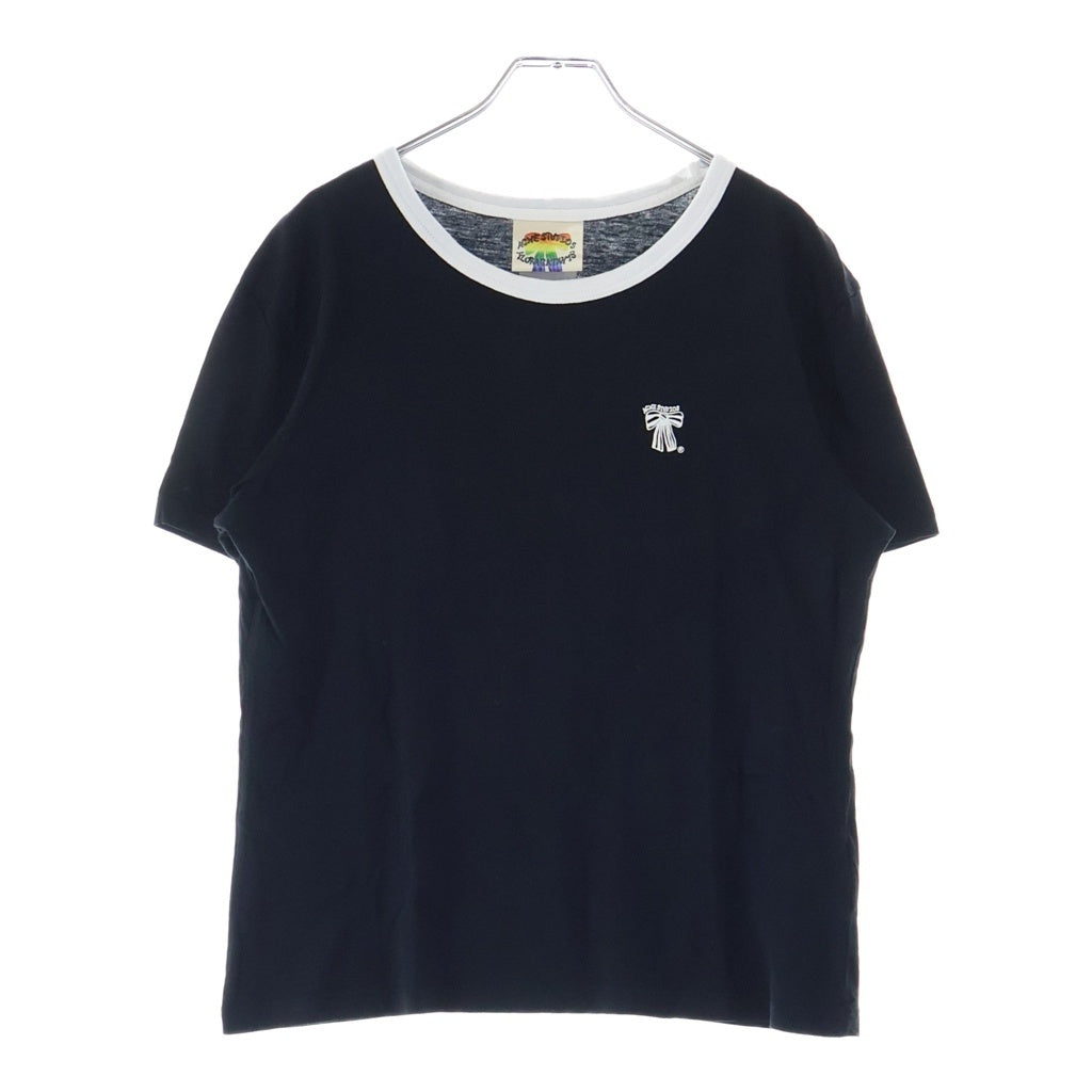 Acne Studios(アクネ ストゥディオズ) フロントロゴプリント レギュラーフィット リンガー 半袖Tシャツ カットソー ホワイト/ブラック