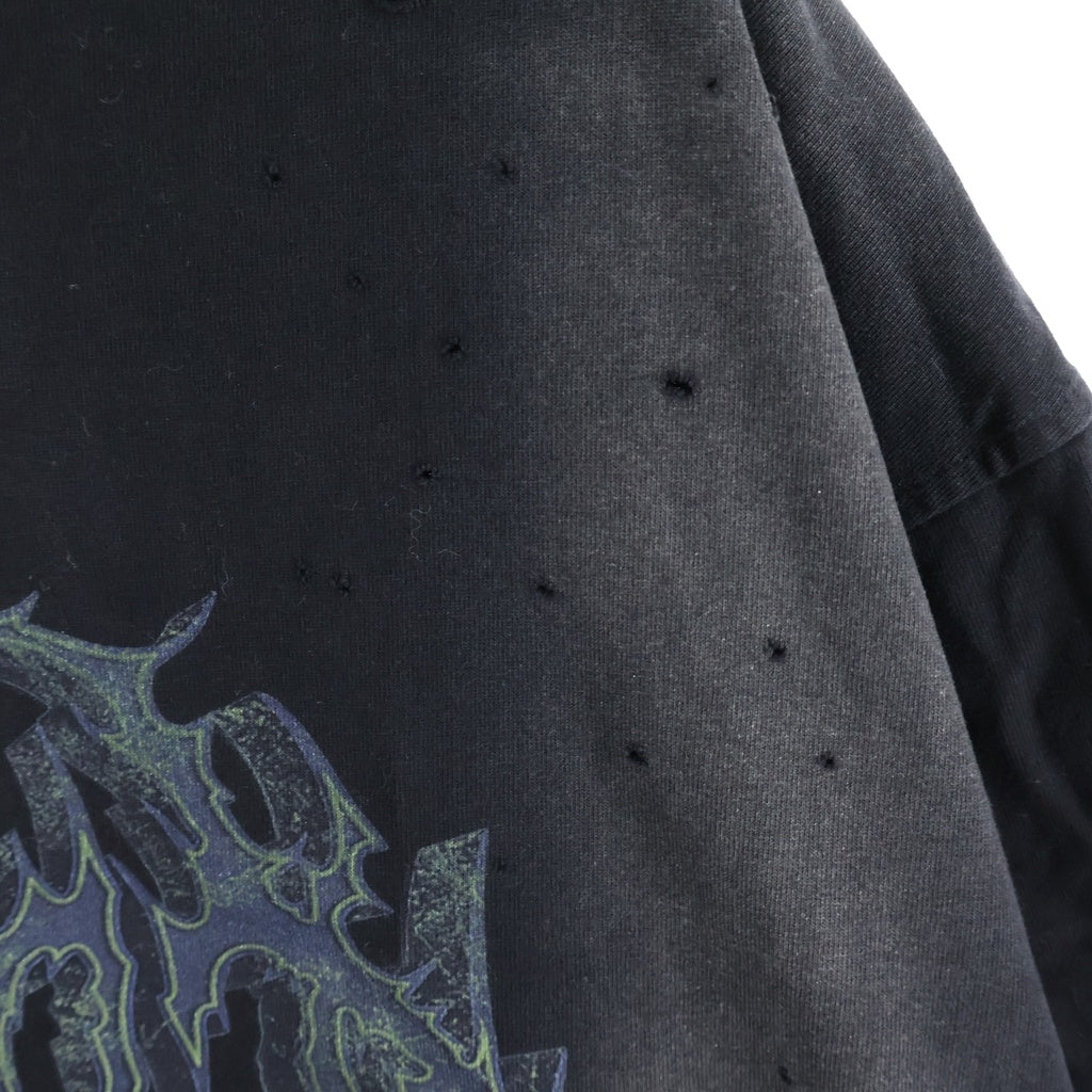 T.C.R BY TOUCHER(ティー.シー.アール バイ トゥシェ) GOD MODE DAMEGE S/S TEE ゴッドモードダメージ加工 半袖Tシャツ カットソー ブラック