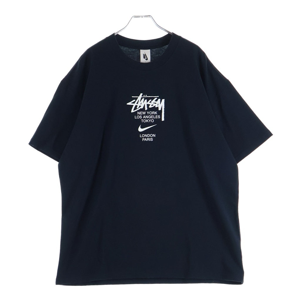 NIKE(ナイキ) ×STUSSY International Logo S/S Tee インターナル ロゴプリント クルーネック 半袖Tシャツ カットソー ブラック DD3342-010