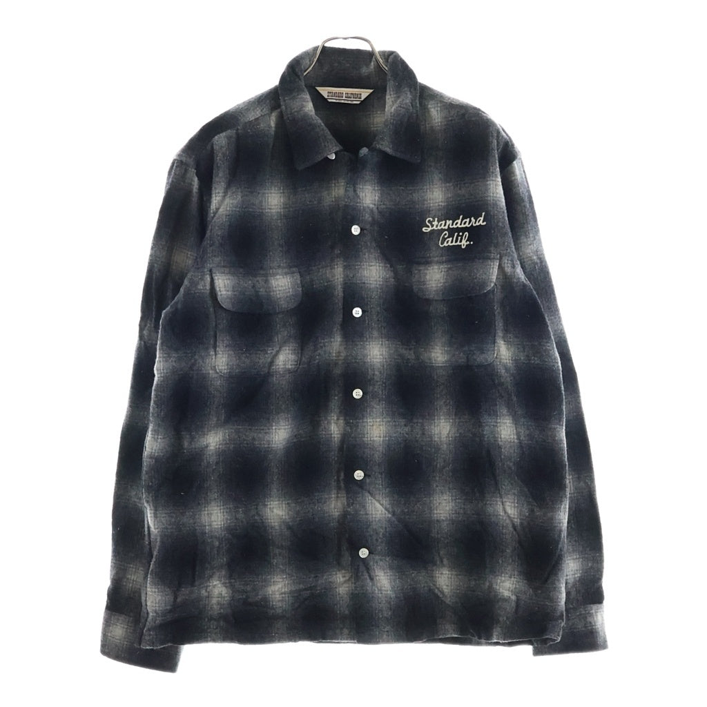 STANDARD CALIFORNIA(スタンダード カリフォルニア) Ombre Check Wool Shirts オンブレ チェック ウール 長袖シャツ ブラック