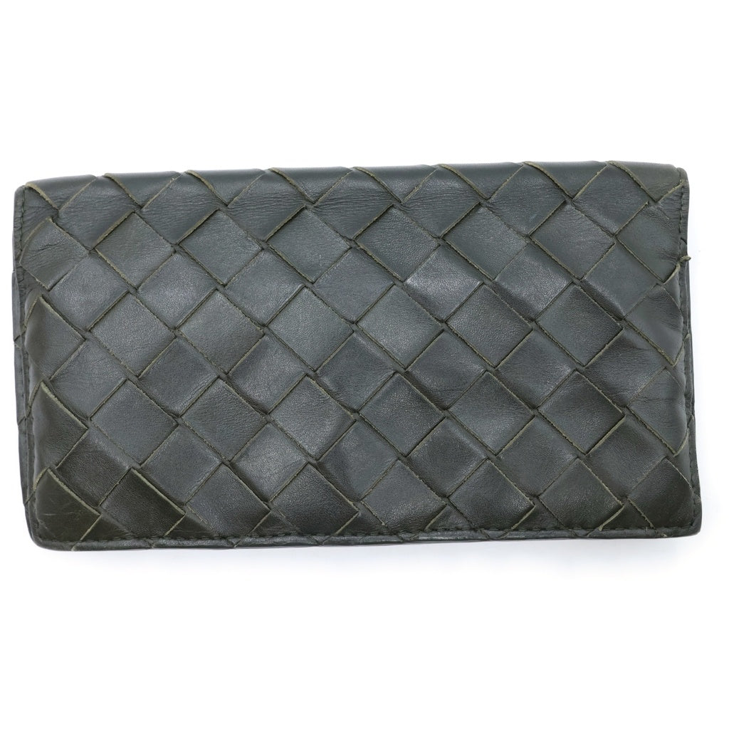BOTTEGA VENETA(ボッテガヴェネタ) イントレチャート ロングウォレット 長財布 カードケース レザー カーキ