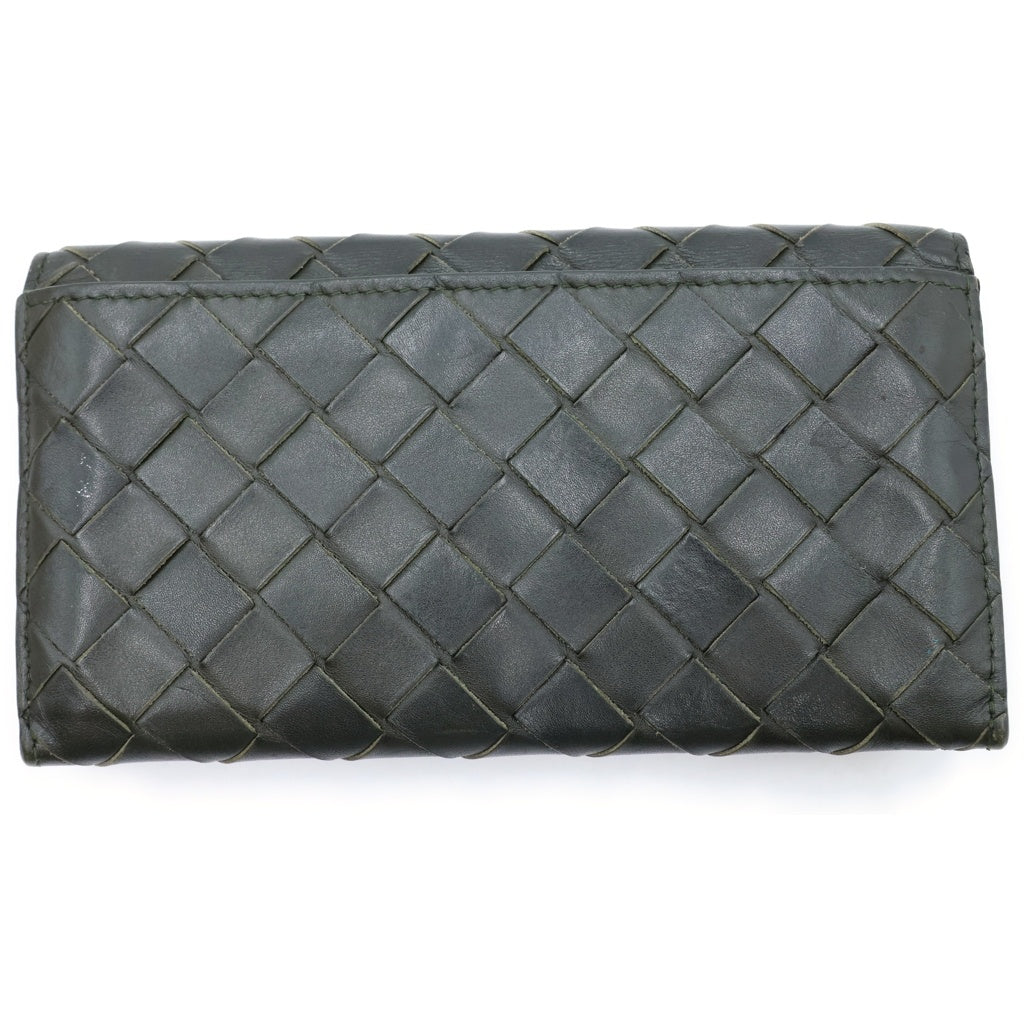 BOTTEGA VENETA(ボッテガヴェネタ) イントレチャート ロングウォレット 長財布 カードケース レザー カーキ