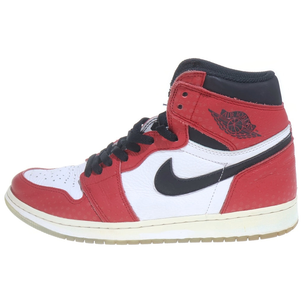 NIKE(ナイキ) ×SPIDERMAN AIR JORDAN1 HIGH ORIGIN STORY エアジョーダン1 ハイ オリジンストーリー ハイカットスニーカー レッド/ホワイト US9.5/28.5cm 555088-602