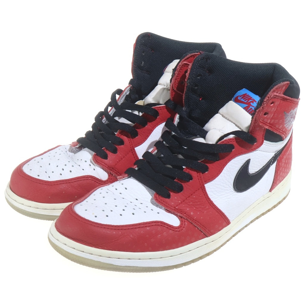 NIKE(ナイキ) ×SPIDERMAN AIR JORDAN1 HIGH ORIGIN STORY エアジョーダン1 ハイ オリジンストーリー ハイカットスニーカー レッド/ホワイト US9.5/28.5cm 555088-602