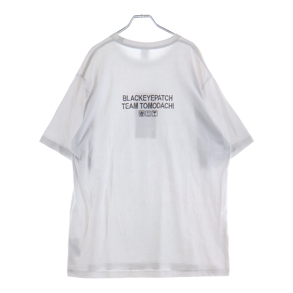 THE BLACK EYE PATCH(ブラックアイパッチ) ×Team Tomodachi Rhinestone Tee チーム友達 HWC 両面ラインストーン 半袖Tシャツ カットソー ホワイト