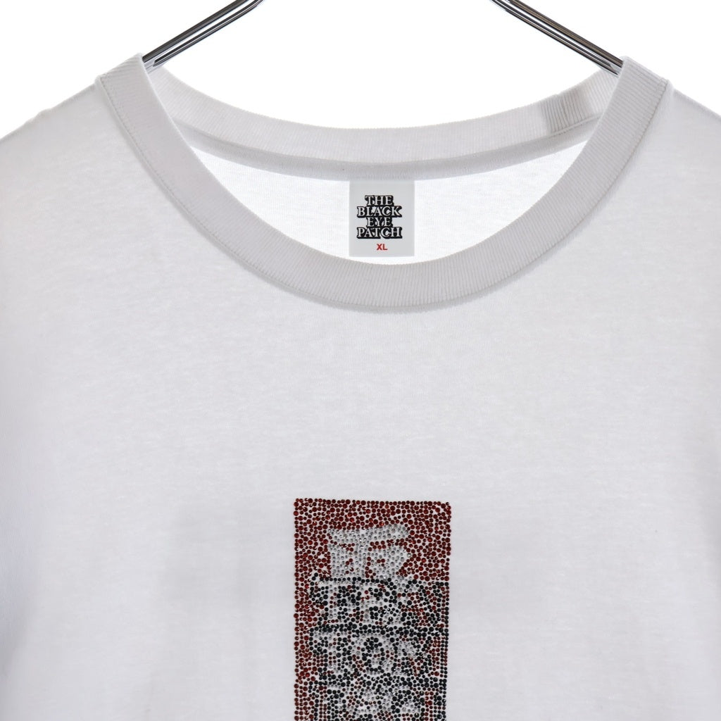THE BLACK EYE PATCH(ブラックアイパッチ) ×Team Tomodachi Rhinestone Tee チーム友達 HWC 両面ラインストーン 半袖Tシャツ カットソー ホワイト