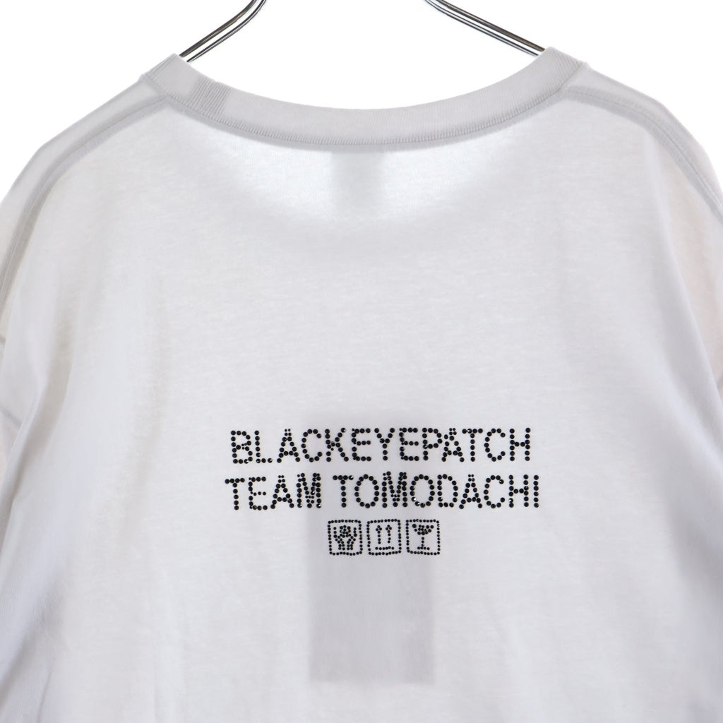 THE BLACK EYE PATCH(ブラックアイパッチ) ×Team Tomodachi Rhinestone Tee チーム友達 HWC 両面ラインストーン 半袖Tシャツ カットソー ホワイト